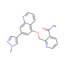 Cn1cc(-c2cc(OCc3ncccc3C(N)=O)c3cccnc3c2)cn1 ZINC000147813280