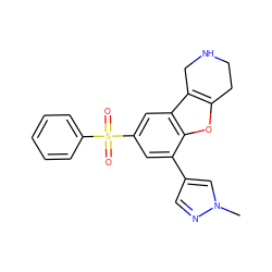 Cn1cc(-c2cc(S(=O)(=O)c3ccccc3)cc3c4c(oc23)CCNC4)cn1 ZINC000147556539