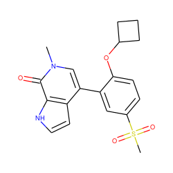 Cn1cc(-c2cc(S(C)(=O)=O)ccc2OC2CCC2)c2cc[nH]c2c1=O ZINC000146480559