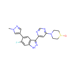 Cn1cc(-c2cc3c(-c4cc(N5CC[S+]([O-])CC5)ncn4)n[nH]c3cc2F)cn1 ZINC000225564344