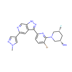 Cn1cc(-c2cc3c(-c4ccc(Br)c(N5C[C@@H](N)C[C@@H](F)C5)n4)n[nH]c3cn2)cn1 ZINC000205259611