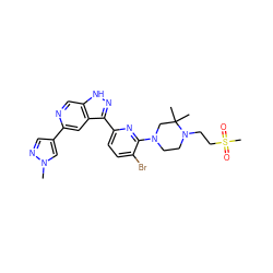 Cn1cc(-c2cc3c(-c4ccc(Br)c(N5CCN(CCS(C)(=O)=O)C(C)(C)C5)n4)n[nH]c3cn2)cn1 ZINC000205252223