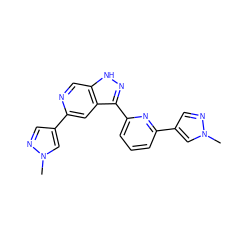 Cn1cc(-c2cc3c(-c4cccc(-c5cnn(C)c5)n4)n[nH]c3cn2)cn1 ZINC000205270436