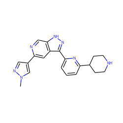 Cn1cc(-c2cc3c(-c4cccc(C5CCNCC5)n4)n[nH]c3cn2)cn1 ZINC000205254677