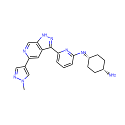 Cn1cc(-c2cc3c(-c4cccc(N[C@H]5CC[C@@H](N)CC5)n4)n[nH]c3cn2)cn1 ZINC001772597109