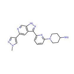 Cn1cc(-c2cc3c(-c4cccc(N5CCC(N)CC5)n4)n[nH]c3cn2)cn1 ZINC000205250639