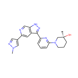 Cn1cc(-c2cc3c(-c4cccc(N5CCC[C@](C)(O)C5)n4)n[nH]c3cn2)cn1 ZINC000205245549