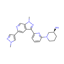 Cn1cc(-c2cc3c(-c4cccc(N5CCC[C@H](N)C5)n4)nn(C)c3cn2)cn1 ZINC001772627623