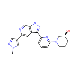 Cn1cc(-c2cc3c(-c4cccc(N5CCC[C@H](O)C5)n4)n[nH]c3cn2)cn1 ZINC000205244400