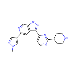 Cn1cc(-c2cc3c(-c4ccnc(C5CCNCC5)n4)n[nH]c3cn2)cn1 ZINC000205289035