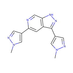 Cn1cc(-c2cc3c(-c4cnn(C)c4)n[nH]c3cn2)cn1 ZINC000205260548