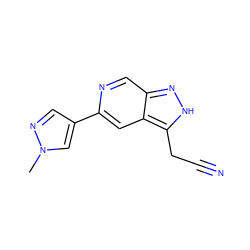 Cn1cc(-c2cc3c(CC#N)[nH]nc3cn2)cn1 ZINC000205256701