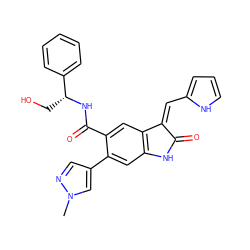 Cn1cc(-c2cc3c(cc2C(=O)N[C@H](CO)c2ccccc2)/C(=C/c2ccc[nH]2)C(=O)N3)cn1 ZINC001772632841