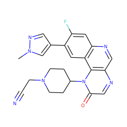 Cn1cc(-c2cc3c(cc2F)ncc2ncc(=O)n(C4CCN(CC#N)CC4)c23)cn1 ZINC001772589059