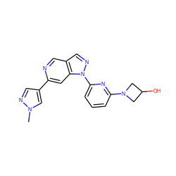 Cn1cc(-c2cc3c(cn2)cnn3-c2cccc(N3CC(O)C3)n2)cn1 ZINC000211020787