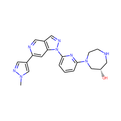 Cn1cc(-c2cc3c(cn2)cnn3-c2cccc(N3CCNC[C@H](O)C3)n2)cn1 ZINC000211013779