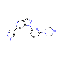 Cn1cc(-c2cc3c(cn2)cnn3-c2cccc(N3CCNCC3)n2)cn1 ZINC000224869381