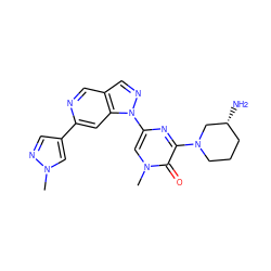 Cn1cc(-c2cc3c(cn2)cnn3-c2cn(C)c(=O)c(N3CCC[C@@H](N)C3)n2)cn1 ZINC000216484183