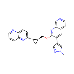 Cn1cc(-c2cc3ccncc3nc2OC[C@H]2C[C@@H]2c2ccc3ncccc3n2)cn1 ZINC000205869603