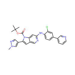 Cn1cc(-c2cc3cnc(Nc4ccc(-c5cccnc5)cc4Cl)cc3n2C(=O)OC(C)(C)C)cn1 ZINC000103250511