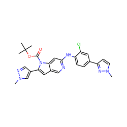 Cn1cc(-c2cc3cnc(Nc4ccc(-c5ccn(C)n5)cc4Cl)cc3n2C(=O)OC(C)(C)C)cn1 ZINC000103250501