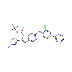 Cn1cc(-c2cc3cnc(Nc4ccc(-c5cnccn5)cc4Cl)cc3n2C(=O)OC(C)(C)C)cn1 ZINC000103250514