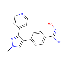 Cn1cc(-c2ccc(/C(N)=N\O)cc2)c(-c2ccncc2)n1 ZINC000040431373