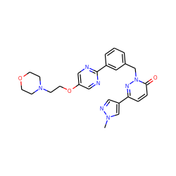 Cn1cc(-c2ccc(=O)n(Cc3cccc(-c4ncc(OCCN5CCOCC5)cn4)c3)n2)cn1 ZINC000043202334