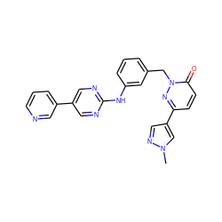 Cn1cc(-c2ccc(=O)n(Cc3cccc(Nc4ncc(-c5cccnc5)cn4)c3)n2)cn1 ZINC000653701091