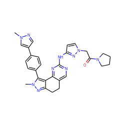 Cn1cc(-c2ccc(-c3c4c(nn3C)CCc3cnc(Nc5ccn(CC(=O)N6CCCC6)n5)nc3-4)cc2)cn1 ZINC000224950445