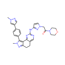 Cn1cc(-c2ccc(-c3c4c(nn3C)CCc3cnc(Nc5ccn(CC(=O)N6CCOCC6)n5)nc3-4)cc2)cn1 ZINC000224952306