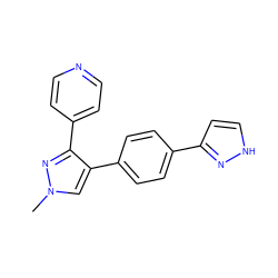 Cn1cc(-c2ccc(-c3cc[nH]n3)cc2)c(-c2ccncc2)n1 ZINC000040424253