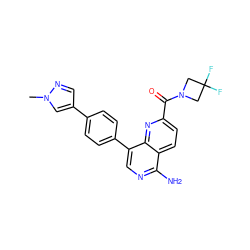 Cn1cc(-c2ccc(-c3cnc(N)c4ccc(C(=O)N5CC(F)(F)C5)nc34)cc2)cn1 ZINC000653823847