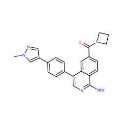 Cn1cc(-c2ccc(-c3cnc(N)c4ccc(C(=O)N5CCC5)cc34)cc2)cn1 ZINC000653823844