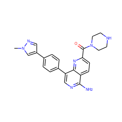 Cn1cc(-c2ccc(-c3cnc(N)c4ccc(C(=O)N5CCNCC5)nc34)cc2)cn1 ZINC000653823895