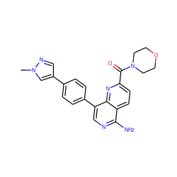 Cn1cc(-c2ccc(-c3cnc(N)c4ccc(C(=O)N5CCOCC5)nc34)cc2)cn1 ZINC000653823888