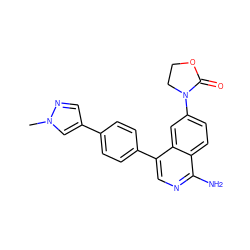 Cn1cc(-c2ccc(-c3cnc(N)c4ccc(N5CCOC5=O)cc34)cc2)cn1 ZINC000653826104