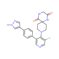 Cn1cc(-c2ccc(-c3cncc(Cl)c3N3CCC4(CC3)NC(=O)CNC4=O)cc2)cn1 ZINC000653843526