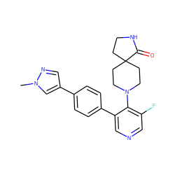 Cn1cc(-c2ccc(-c3cncc(F)c3N3CCC4(CCNC4=O)CC3)cc2)cn1 ZINC000653852858