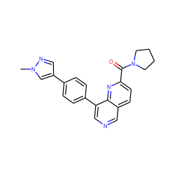 Cn1cc(-c2ccc(-c3cncc4ccc(C(=O)N5CCCC5)nc34)cc2)cn1 ZINC000653833397