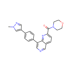 Cn1cc(-c2ccc(-c3cncc4ccc(C(=O)N5CCOCC5)nc34)cc2)cn1 ZINC000653833334