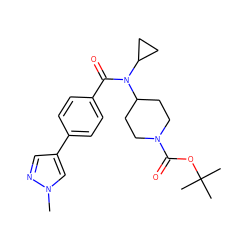 Cn1cc(-c2ccc(C(=O)N(C3CC3)C3CCN(C(=O)OC(C)(C)C)CC3)cc2)cn1 ZINC000207676167