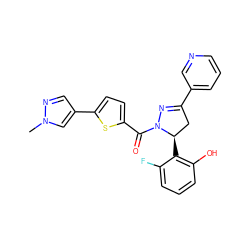 Cn1cc(-c2ccc(C(=O)N3N=C(c4cccnc4)C[C@H]3c3c(O)cccc3F)s2)cn1 ZINC000071341426