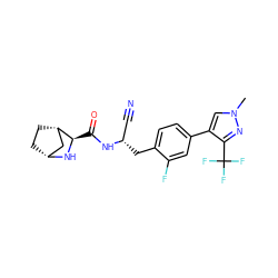 Cn1cc(-c2ccc(C[C@@H](C#N)NC(=O)[C@H]3N[C@@H]4CC[C@H]3C4)c(F)c2)c(C(F)(F)F)n1 ZINC000219310458