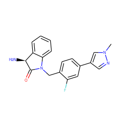 Cn1cc(-c2ccc(CN3C(=O)[C@@H](N)c4ccccc43)c(F)c2)cn1 ZINC000095597166