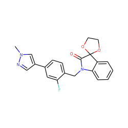 Cn1cc(-c2ccc(CN3C(=O)C4(OCCO4)c4ccccc43)c(F)c2)cn1 ZINC000095592367