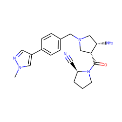 Cn1cc(-c2ccc(CN3C[C@H](N)[C@H](C(=O)N4CCC[C@H]4C#N)C3)cc2)cn1 ZINC000028955111