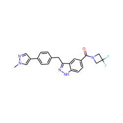 Cn1cc(-c2ccc(Cc3n[nH]c4ccc(C(=O)N5CC(F)(F)C5)cc34)cc2)cn1 ZINC000653737456