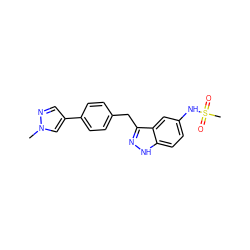 Cn1cc(-c2ccc(Cc3n[nH]c4ccc(NS(C)(=O)=O)cc34)cc2)cn1 ZINC000653742634