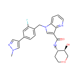 Cn1cc(-c2ccc(Cn3cc(C(=O)N[C@H]4CCOC[C@@H]4O)c4ncccc43)c(F)c2)cn1 ZINC000473135691